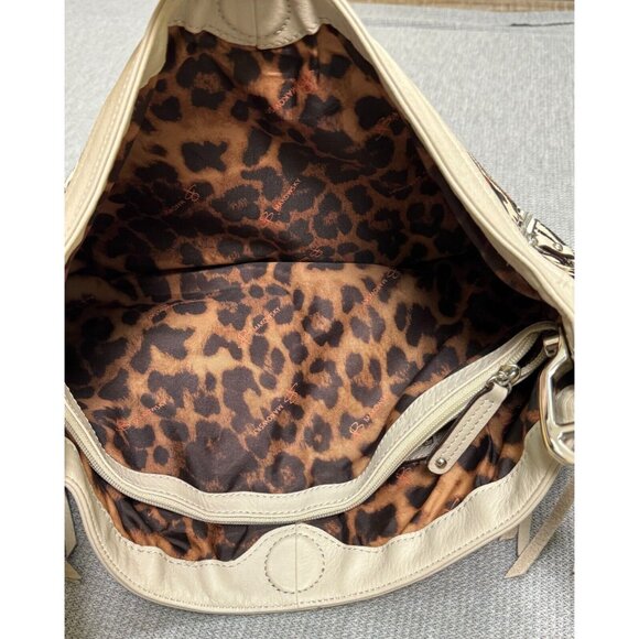 B. Makowsky Calf Hair Leather Leopard Print Handbag With Tassels Fringe Purse - Picture 5 of 10